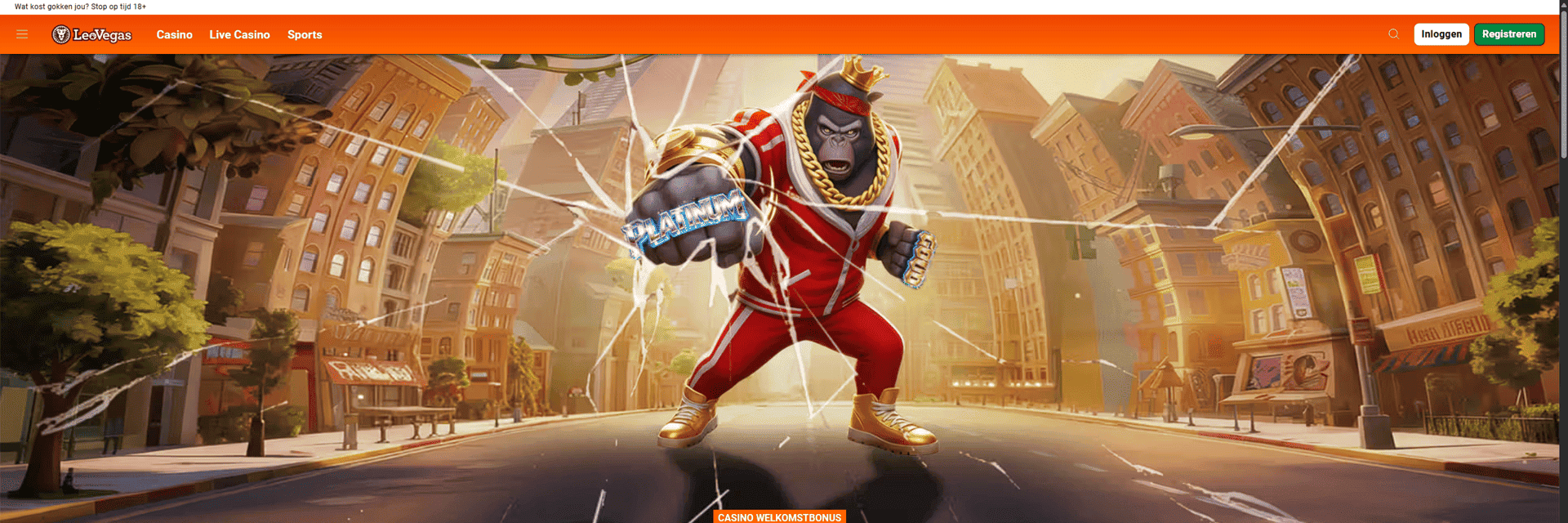 Screenshot van de LeoVegas-website